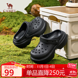 骆驼（CAMEL）洞洞鞋女清爽镂空两穿厚底沙滩凉拖鞋 L25M071024 黑色 37 