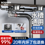 柏事然德国厨房水槽下水管套装双槽洗菜盆洗碗池水槽下水器防臭排水软管 【110+140提篮】双槽下水套装 加厚提篮丨双层防漏不潮湿