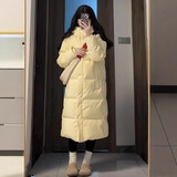 FOX.G羽绒棉服女冬季外套中长款连帽棉衣棉袄高端衣服女装加厚韩版冬装 拉链长款连帽加厚棉服黄色 M 【建议105-120斤】