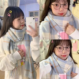 慕琼（MUQIONG）显白2024新款围巾女秋冬季韩版百搭高级格子披肩情侣围脖男保暖 海盐蓝[百搭热卖款]