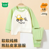迷你木木屋儿童保暖秋衣裤秋冬男女童内衣套装中小童纯棉睡衣 小铲车 100 