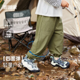 嘟嘟家宝宝裤子春装儿童休闲裤洋气男童工装裤女童童装衣服 军绿色 100