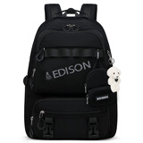 爱迪生发明家初中生书包大容量双肩包男女生高中学生校园休闲背包 2270-1 黑色