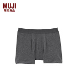 无印良品 MUJI 男式 印度棉 罗纹编织 前开口 平角内裤 裤头四角裤 炭灰色 L