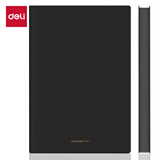 得力（deli）A5/96张商务记事本笔记本子 皮面本办公会议日记本 黑色22284