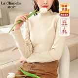 La Chapelle Sport拉夏贝尔加厚打底衫女秋冬季羊毛蚕丝亲肤舒适半高领长袖内搭女装 浅米色 M /160(推荐100-120斤)
