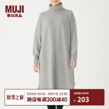 无印良品（MUJI）女式  天竺 高领连衣裙 女装长袖裙子冬季 W9AA875 浅灰色 XS-S （155/80A）