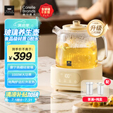 World Kitchen康宁养生壶全玻璃恒温壶家用多功能办公室煮茶器烧水壶花茶 1.2L1000W【玻璃壶+茶漏+炖盅】