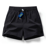 街头定艺男士运动短裤开衩女款冰丝情侣休闲健身训球速干三分裤短裤子 黑色 L(建议95-110斤)