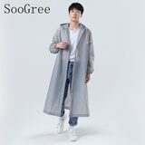 SooGree雨衣成人一体式单人长款加厚全身防雨水电动车通勤户外出行雨披 雨衣灰色 均码