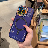 秒扬 磨砂半透明高级iPhone15手机壳苹果14promax磁吸无线充电13pro防摔保护12全包 潮牌壳【磁吸】半透磨砂深蓝+夜光彩色镜头膜 iPhone 15promax