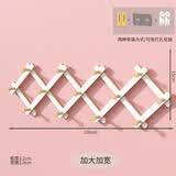 百目源衣架可伸缩原木衣架伸缩衣帽架进门挂衣钩免打孔挂钩实木排钩墙上 13钩白色-实木【加宽加大款】