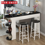 原立小户型家用吧台隔断柜客厅餐桌酒柜简约现代靠墙桌子简易小吧台桌 劳伦黑岩板台面款 长160*宽30*高100+2凳