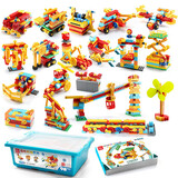 费乐（FEELO）拼装积木齿轮玩具儿童男女孩新年礼物生日科技教育3年级98颗粒