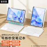 智思慧 适用华为平板matepadpro12.6英寸蓝牙键盘保护套 磁吸分离支撑硅胶壳 智能触控带背光键盘 白色