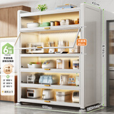 帅仕（shuaishi）厨房用具置物架落地多层餐边柜收纳碗柜家用橱柜微波炉烤箱储物柜 【加高加厚】白6层100长42深丨双线孔可通电丨一体侧板