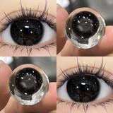 【两片装超值购】自然美美瞳年抛水润显色黑色自然款彩色隐形眼镜年抛新款美瞳种草大小直径花色多样 咕咕黑14.2（一副两片装+盒） 0度