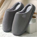 福虹辰2025踩屎感棉拖鞋女士厚底防滑冬季外穿居家情侣保暖学生棉拖男 条纹棉拖(灰色) 42-43 适合41-42