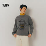 森马史努比系列毛衫男冬时尚撞色情侣提花针织衫毛衣109724107202