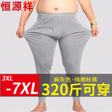 恒源祥【冬季新品】加肥加大码秋裤男士纯棉单件薄款抗菌打底衬裤 麻灰
