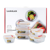 乐扣乐扣（LOCK&LOCK）玻璃保鲜盒套装六件套(300ml*2+380ml+630ml*2+750ml)LLG224S902