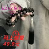 黑曜石手串琉璃手持绕指柔静心古风把玩件男女闺蜜款学 -琉璃黑耀石手串(主图款) 10mm