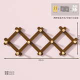 百目源衣架可伸缩原木衣架伸缩衣帽架进门挂衣钩免打孔挂钩实木排钩墙上 10钩胡桃色-实木【经典款】