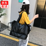 fancyfree旅行包潮流单肩包男女大号运动健身包干湿分离独立鞋仓手提行李包 黑色