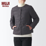 无印良品 MUJI 女式轻量羽绒便携式夹克衫羽绒服短款轻薄女款冬季BDC07C1A 深灰色 S (155/80A)