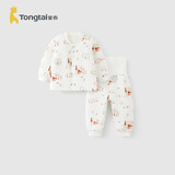 童泰（TONGTAI）婴儿套装秋冬季纯棉宝宝上衣高腰护肚裤儿童家居服童装棕色110码