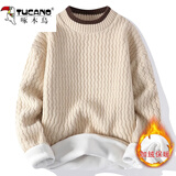 啄木鸟（TUCANO）毛衣男冬款纯色半高领宽松加绒加厚针织衫男士毛线衣打底衫男装 8129卡其色 加绒 XL （约120-130斤可穿)