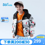 361°男童羽绒服中大童冬季连帽短款加厚防风保暖外套 黑 140