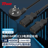 TOWE同为国标16A转C13一转二连接线服务器/打印设备/电脑机箱电源线三芯品字型电源线2.5平 2米
