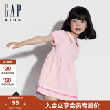 Gap女幼童2024夏季新款泡泡短袖连衣裙可爱娃娃领高腰洋装466248 粉色 100cm (2-3岁) 亚洲尺码