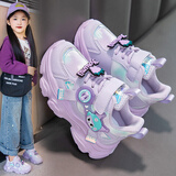 鸿星童品牌断码专柜儿童运动鞋女童老爹鞋秋冬季透气皮面女孩中小童 5972紫色 偏小一码内长准 34 内长约21.3cm