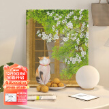 倍思家 数字油画diy风景花卉手绘油画填色客厅装饰画儿童手工画动漫挂画 窗台上的猫 50*40cm（绷好实木内框整套）