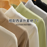 俞兆林半高领打底衫女黑色加绒加厚打底秋冬修身长袖保暖内搭上衣