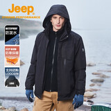 JEEP冲锋衣男女三合一户外防风防水登山服抓绒可拆卸外套075品牌黑XL