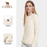 骆驼（CAMEL）圆领抓绒衣简约保暖长袖T恤情侣款打底衫 A1W1VaV110 暖白 M