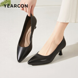 意尔康女鞋细跟通勤工作鞋浅口时装高跟鞋单鞋女春秋 26902W黑色37