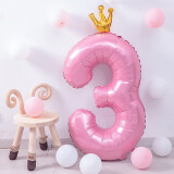 欧妮姿生日装饰周岁场景布置数字气球浪漫惊喜告白儿童派对粉色皇冠3