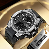 SANDA手表男学生运动青少年初中生高中生闹钟电子手表开学礼物739黑银