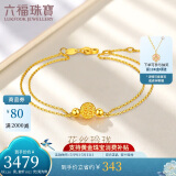 六福珠宝母亲节礼物 黄金手链花丝玲珑转运珠双层足金手饰 计价 约3.38克