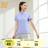 361°运动翻领t恤2025年春夏季新款休闲透气短袖情侣POLO衫开学季 【女款】淡薄紫 L
