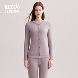 红豆（Hodo）加绒加厚开襟保暖内衣女秋冬季护膝贴片男士色纺棉中老年内衣套装 女士柔雾紫 XL