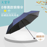 天堂 防风雨伞三折男女款商务防晒晴雨伞遮阳伞58*8骨 纯色藏青