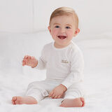 微狮牧尼婴儿保暖内衣秋冬套装纯棉宝宝秋衣秋裤打底衣儿童全棉睡衣两件套 肩开款【双层本白提花】 90 【推荐身高86-95cm】