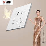 公牛（BULL）开关插座G57蝶翼超薄五孔插座带USB+Type-C30w快充G57E537暮雪白