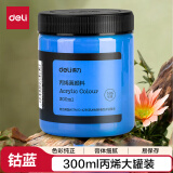 得力(deli)钴蓝丙烯颜料300ml大容量墙绘手绘DIY画画DIY丙烯画大桶装大瓶美术绘画彩绘色彩73875