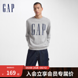 Gap男女装字母印花大logo圆领抓绒卫衣609136简约经典款 灰色 180/100A(XL) 亚洲尺码